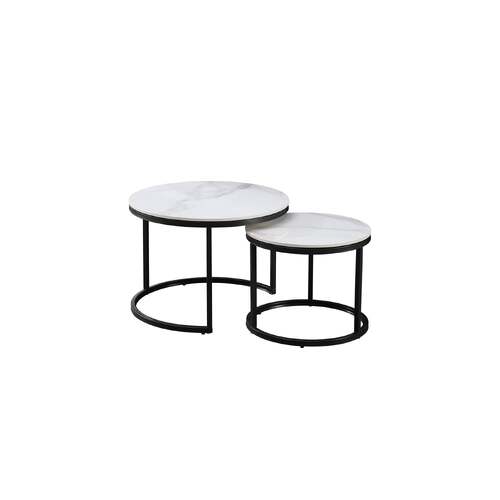 Nesting Style Coffee Table - White on Black - 60cm/45cm