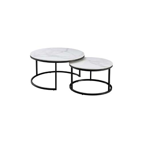 Nesting Style Coffee Table - White on Black - 80cm/60cm