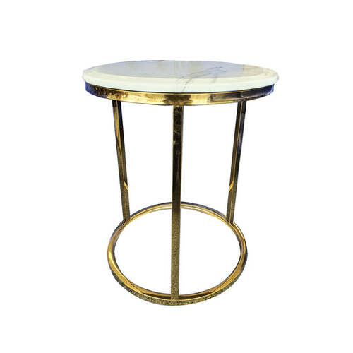 Kelly Side Table - White on Gold - 45cm