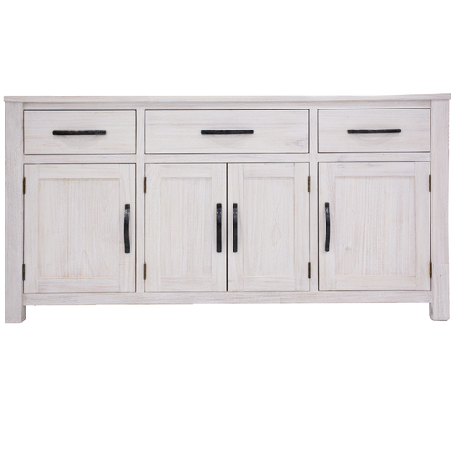 Foxglove Buffet Table 158cm 4 Door 3 Drawer Solid Mt Ash Timber Wood - White