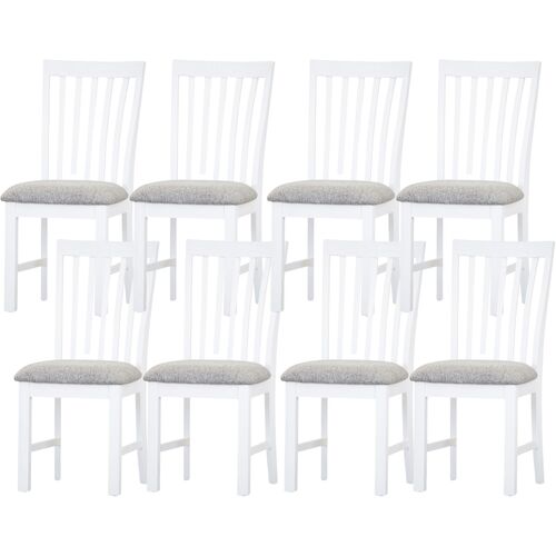 Laelia Dining Chair Set of 8 Solid Acacia Timber Wood Coastal Furniture - White