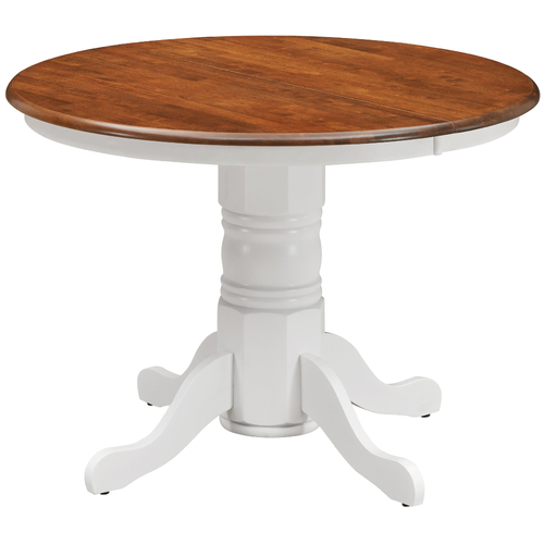 Lupin Round Dining Table 106cm Pedestral Stand Solid Rubber Wood - White Oak