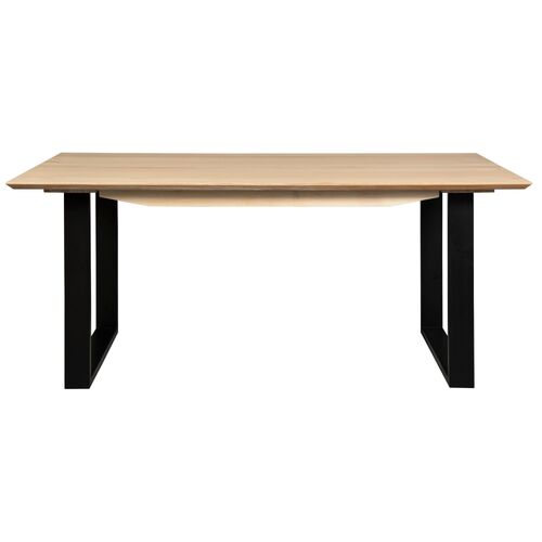 Aconite Dining Table 180cm Solid Messmate Timber Wood Black Metal Leg - Natural