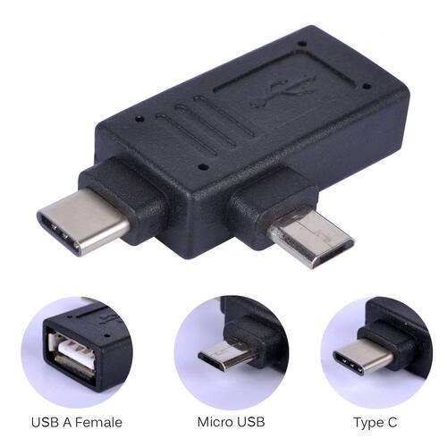 2in1 OTG Adapter Type C Micro USB Port male to USB Female