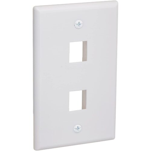 2 Port QuickPort outlet Wall Plate face plate, two Gang White