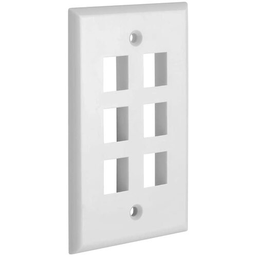 6 Port QuickPort outlet Wall Plate face plate, six Gang White