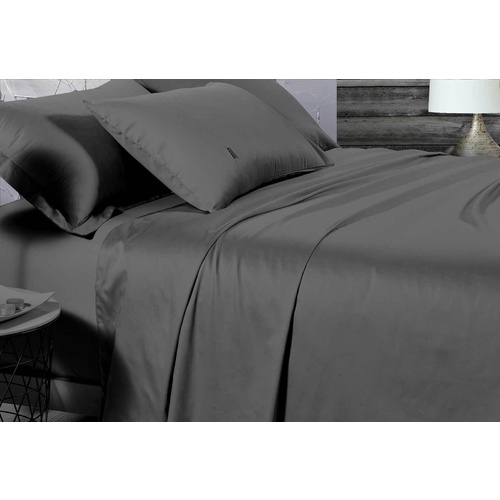 Luxton King Size 500TC Cotton Sateen Fitted Sheet (Charcoal Color)