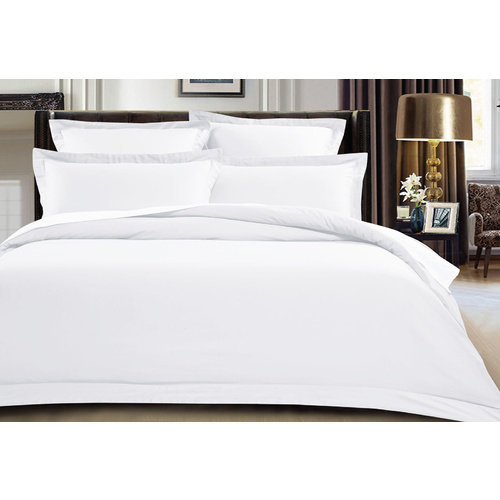 King Size 500tc Cotton Sateen Quilt Cover Set White Color