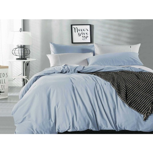 Luxton King Size Blue Fog Vintage Washed Cotton Quilt Cover Set(3PCS)