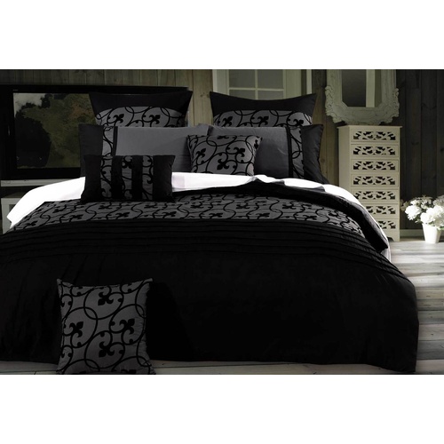 Luxton Queen Size Charcoal Black Quilt Cover Set(3PCS)