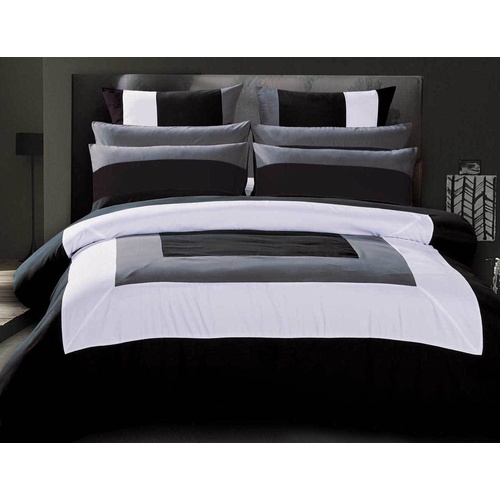 Luxton King Size Black Grey White Quilt Cover Set(3PCS)