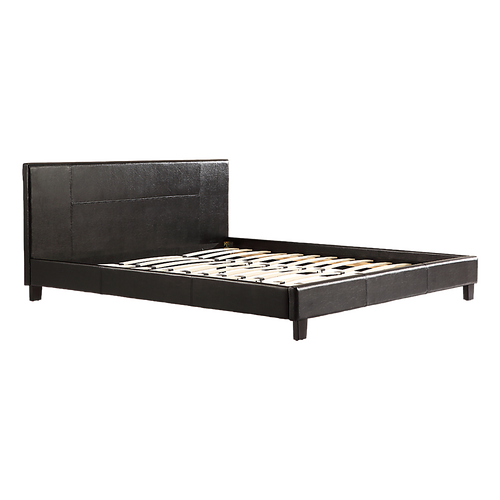 King PU Leather Bed Frame Brown