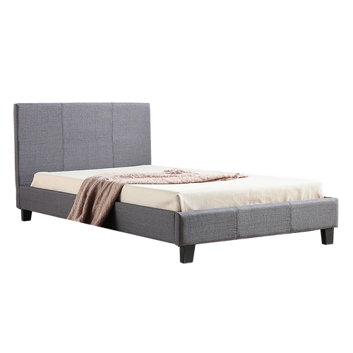 King Single Linen Fabric Bed Frame Grey